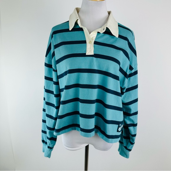 Champion Striped Long Sleeve Rugby Shirt Collared Size XL - Picture 2 of 7